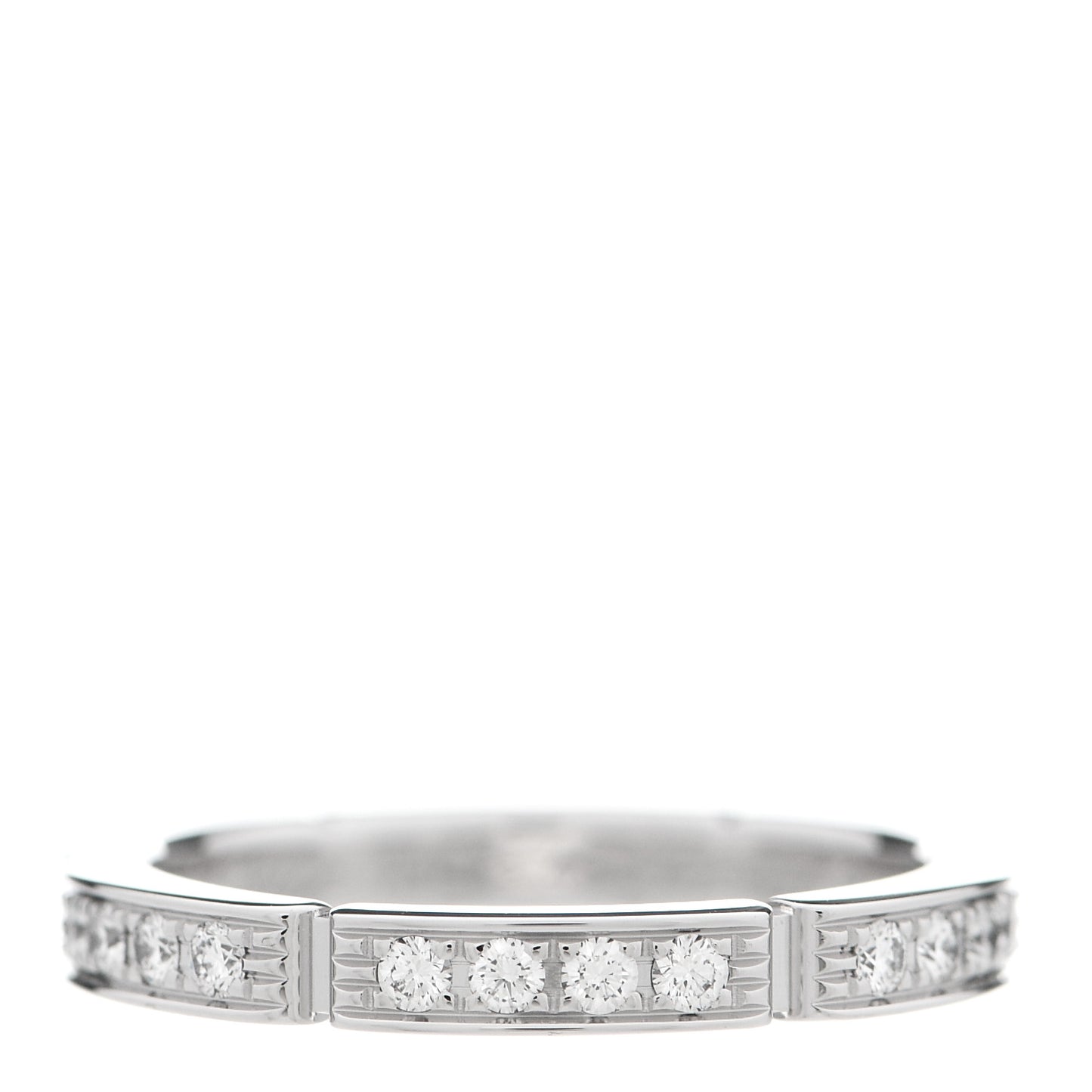 18K White Gold Diamond Maillon Panthere Half Diamond Wedding Band Ring 49 5