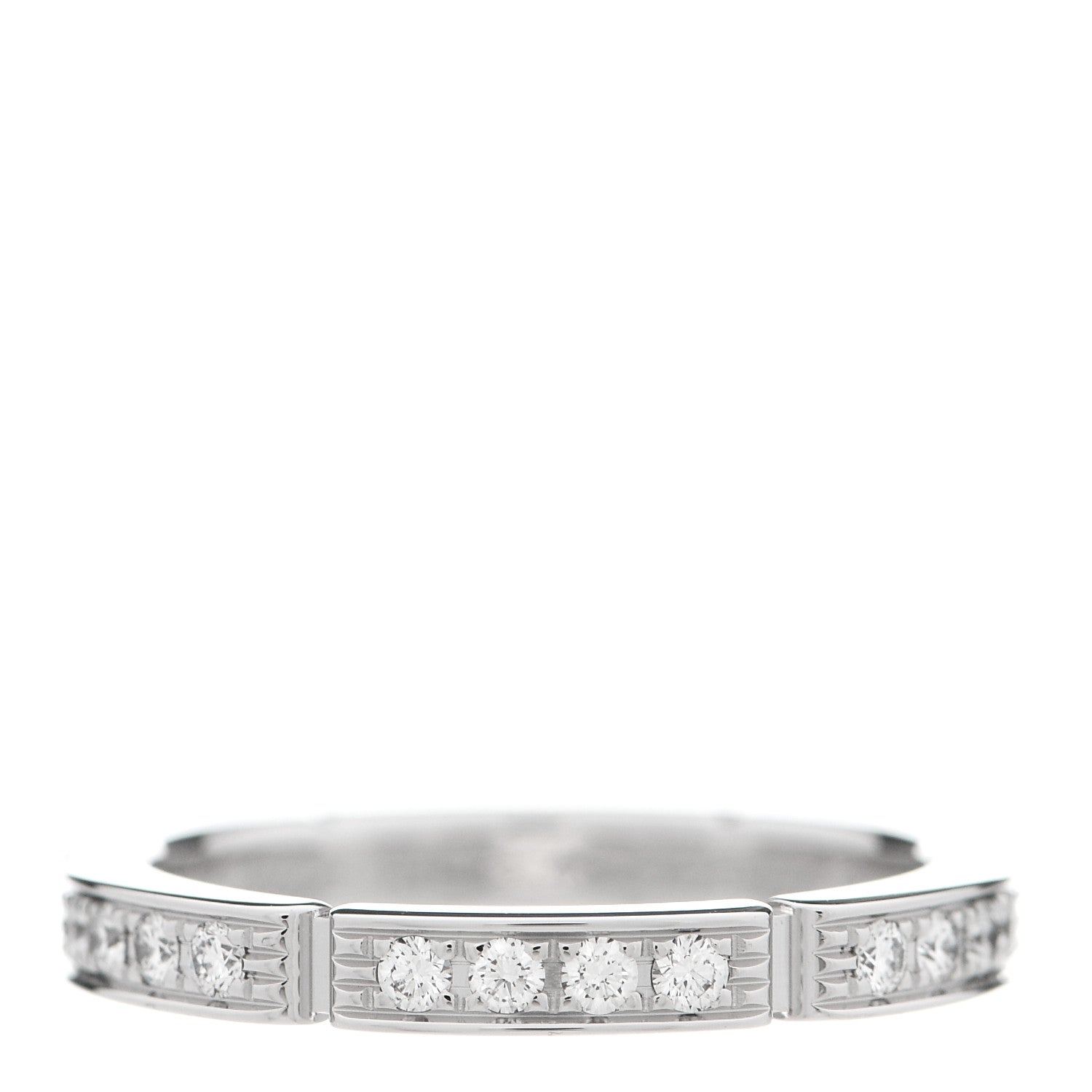 Cartier 18K White Gold Diamond Maillon Panthere Half Diamond Wedding Band Ring 49 5 1 of 4