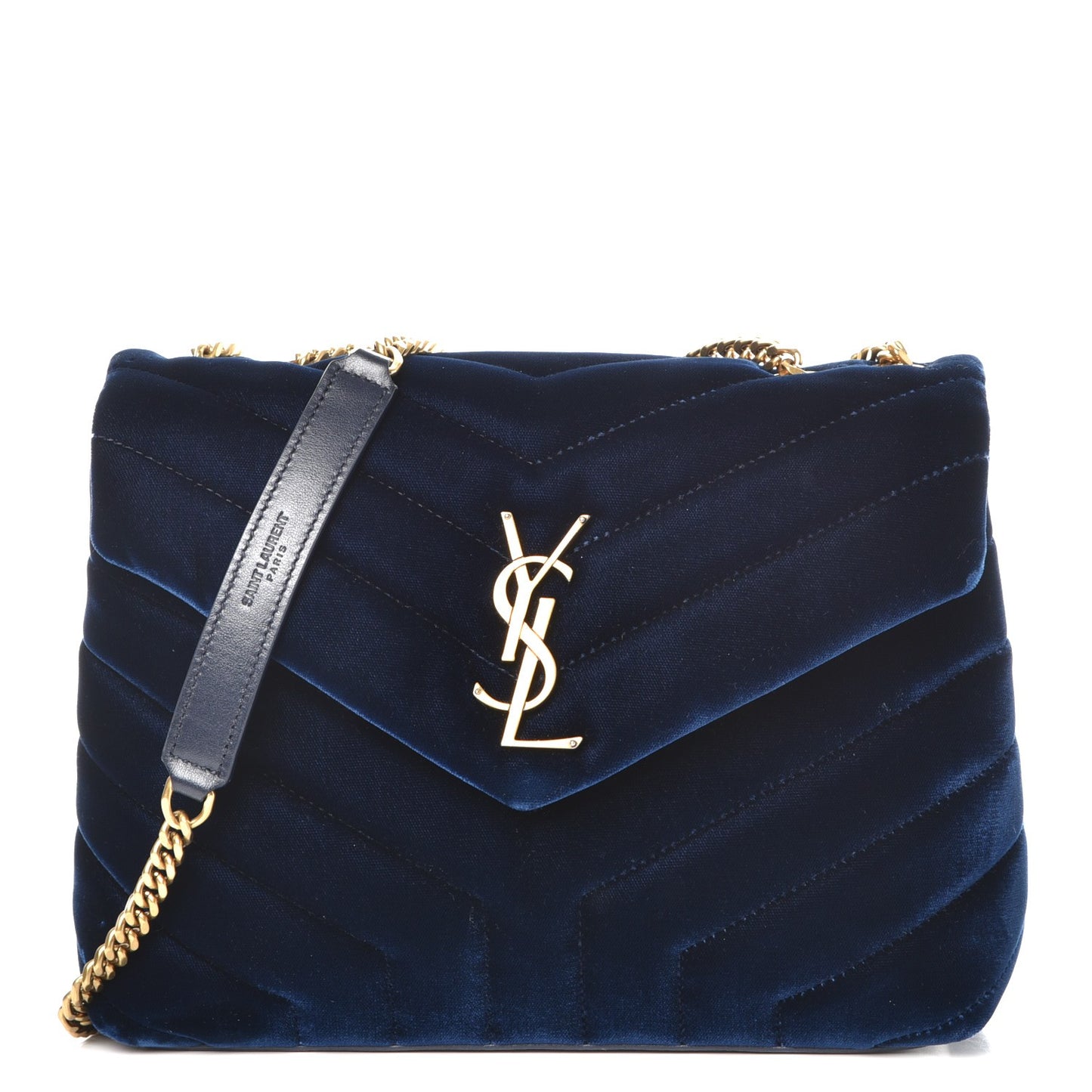 Velvet Y Quilted Monogram Small Loulou Chain Satchel Medium Blue