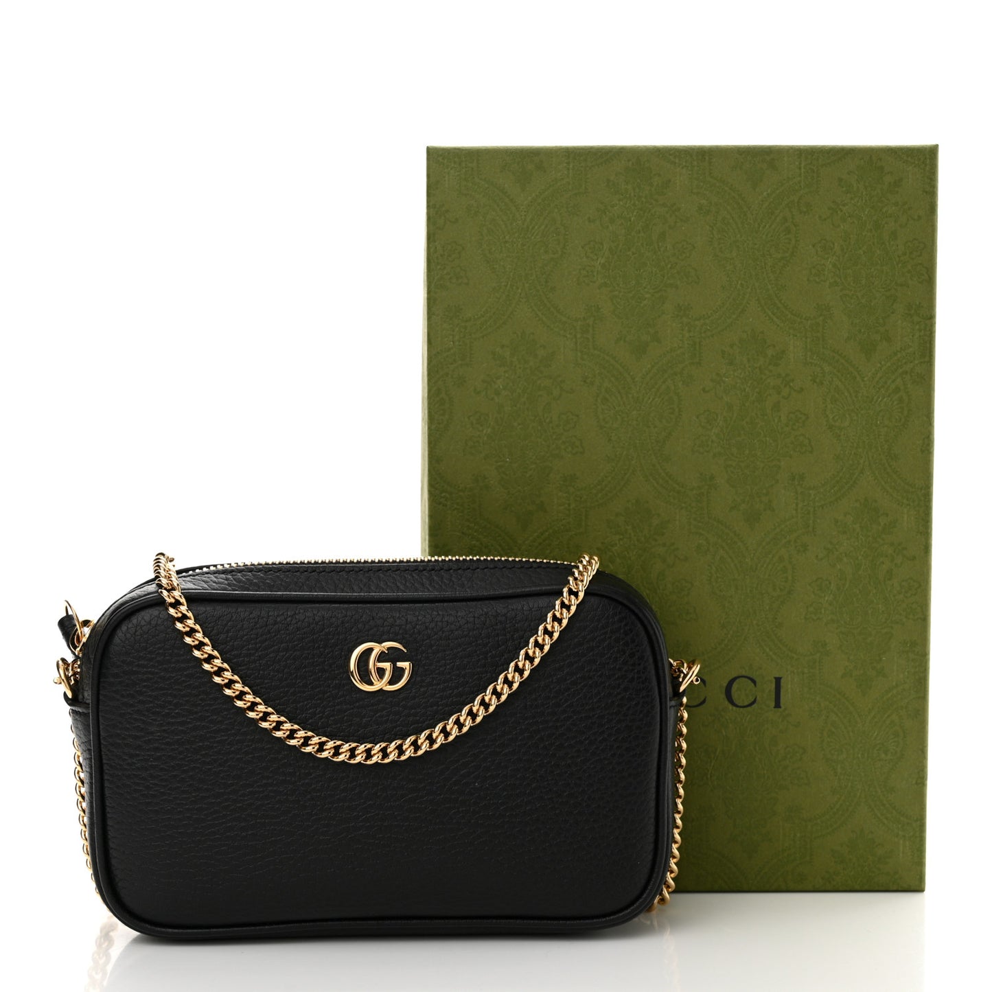 Dollar Calfskin Super Mini GG Marmont Chain Shoulder Bag Black