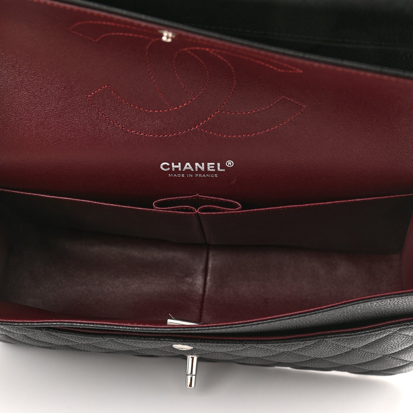 Caviar Quilted Jumbo Double Flap Black