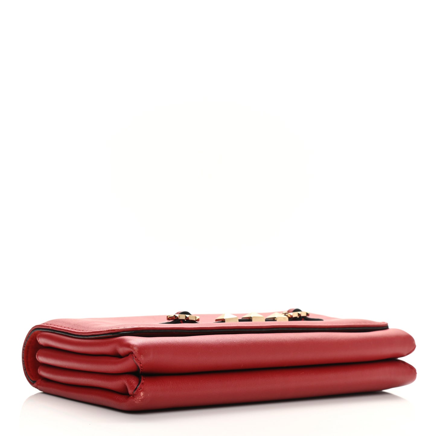 Vitello Buckle Rockstud Flap Bag Red