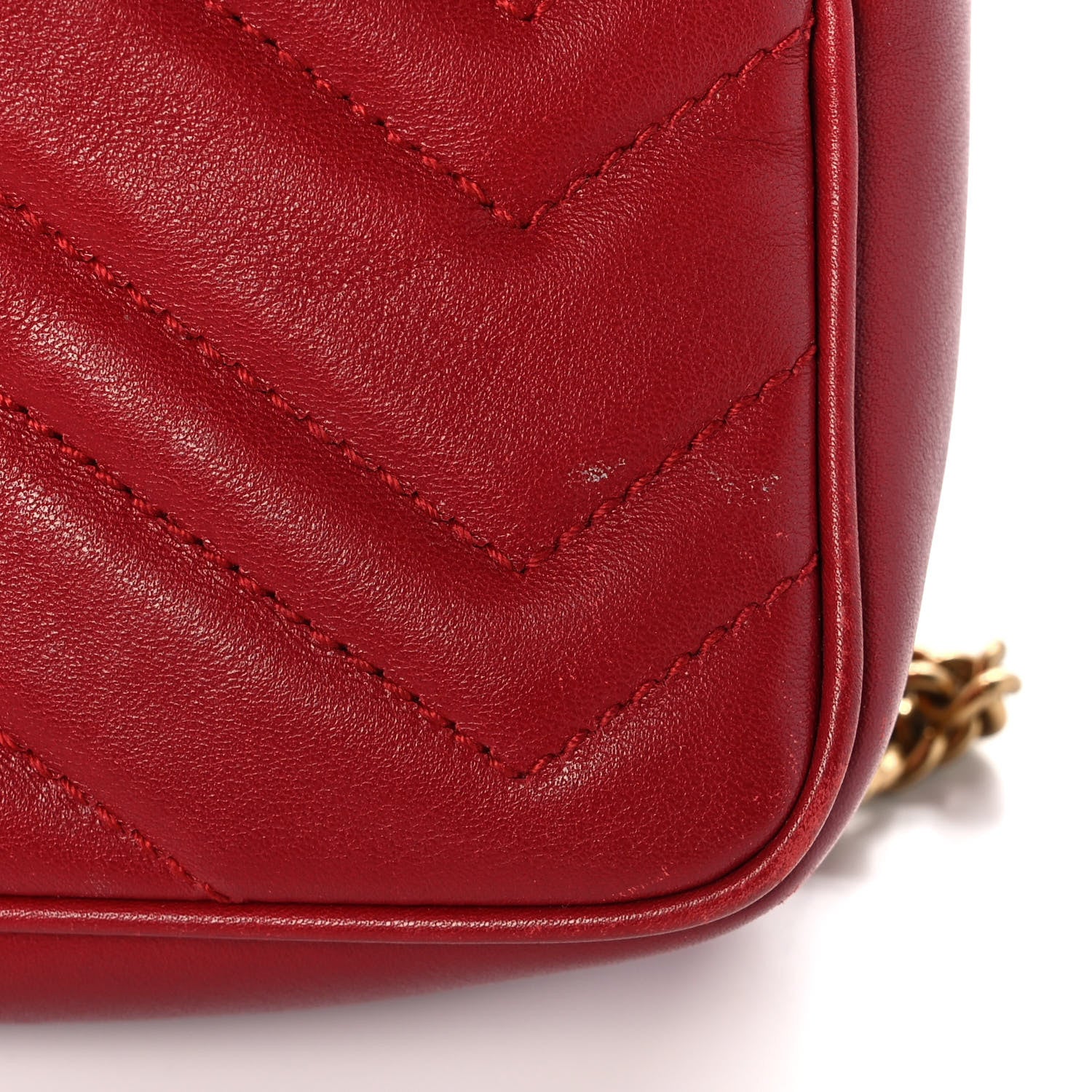 Gucci Calfskin Matelasse Super Mini GG Marmont Shoulder Bag Hibiscus Red 12 of 15