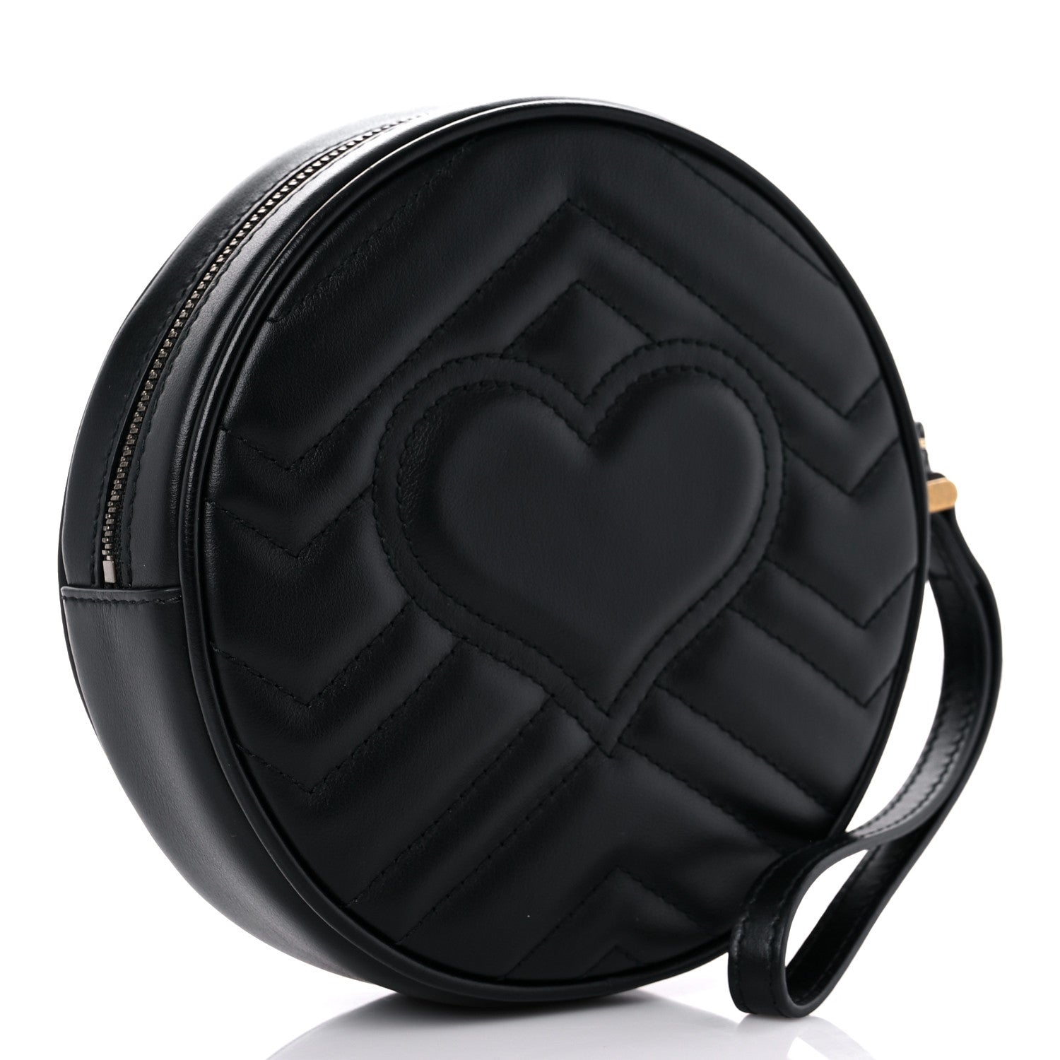 Gucci Calfskin Matelasse GG Marmont Round Wrist Wallet Black 3 of 10