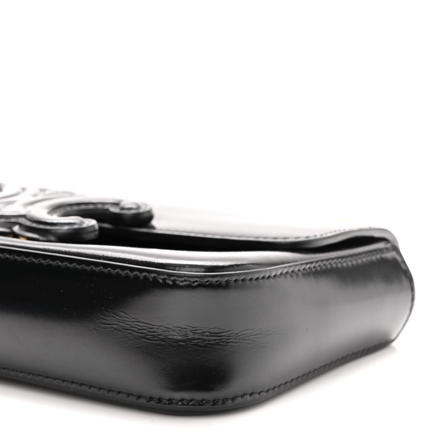 Shiny Calfskin Cuir Triomphe Chain Shoulder Bag Black
