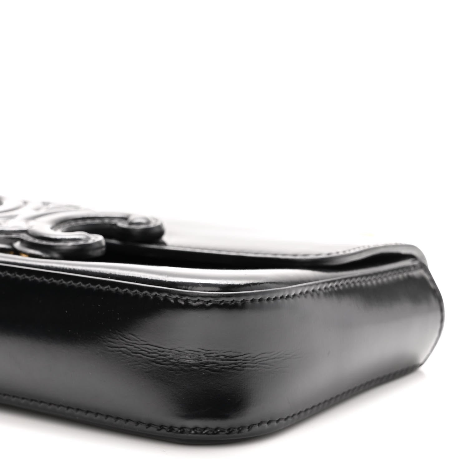 Celine Shiny Calfskin Cuir Triomphe Chain Shoulder Bag Black 10 of 12