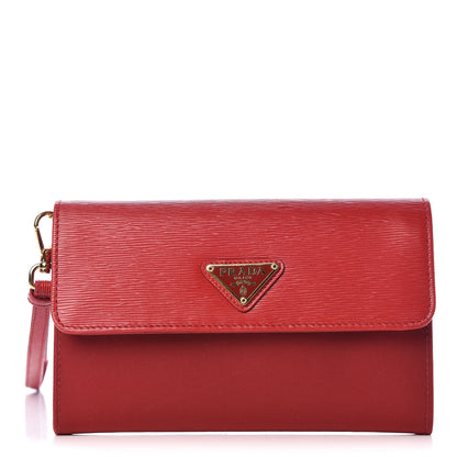 Prada Tessuto Vitello Metal Wristlet Wallet Fuoco 1 of 8