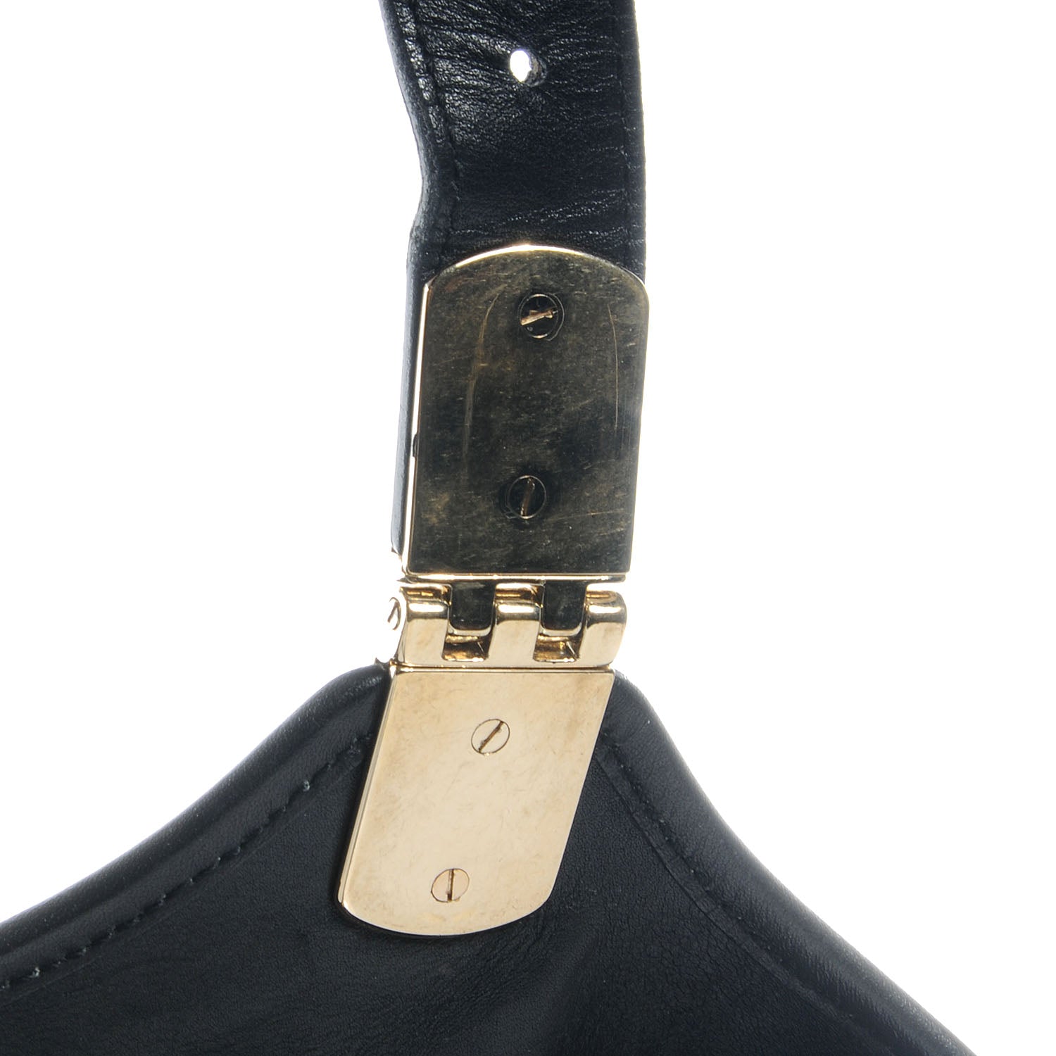 Gucci Calfskin Horsebit Embossed Large Shoulder Bag Black 8 of 8