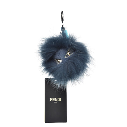 Fendi Fox Rabbit Fur Nappa Metal Small Monster Bag Bug Cube Charm Blue 1 of 3