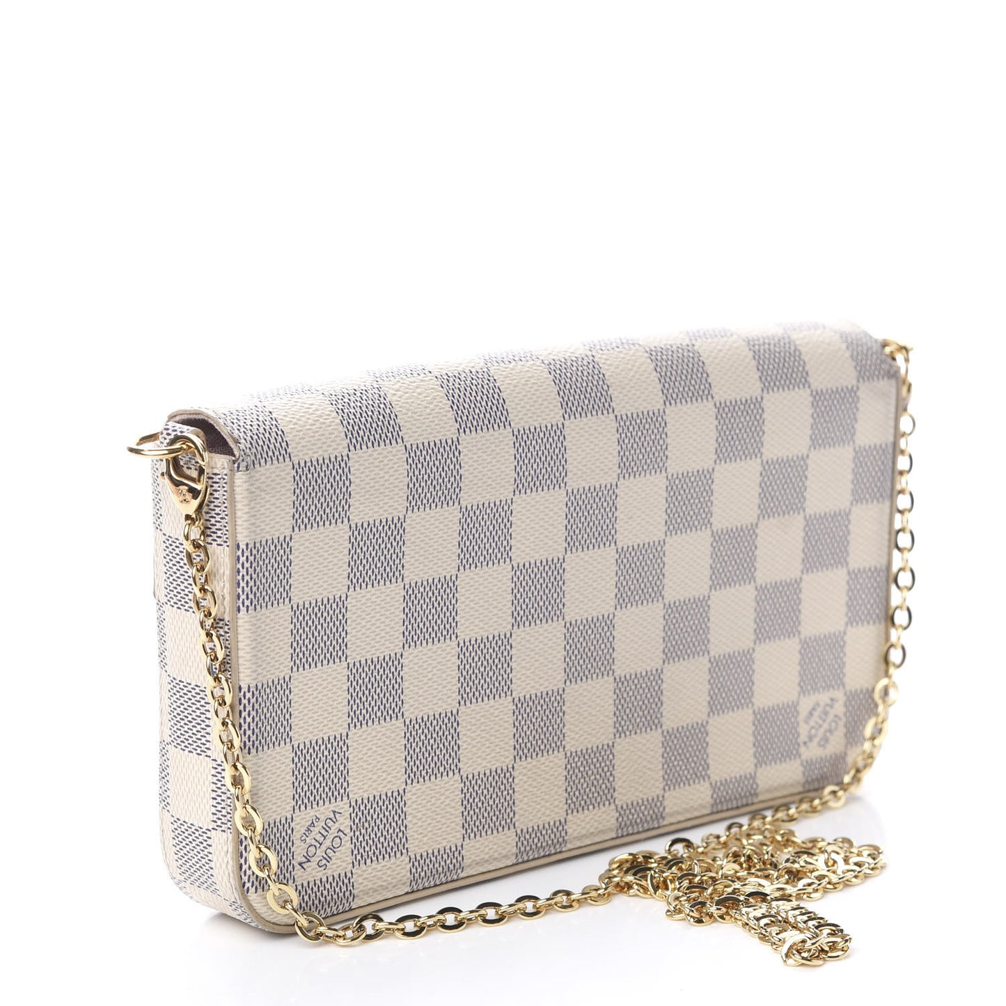 Damier Azur Pochette Felicie Chain Wallet Rose Ballerine