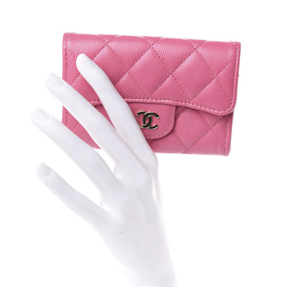 Chanel Caviar Quilted Flap Card Holder Wallet Pink 2 of 9
