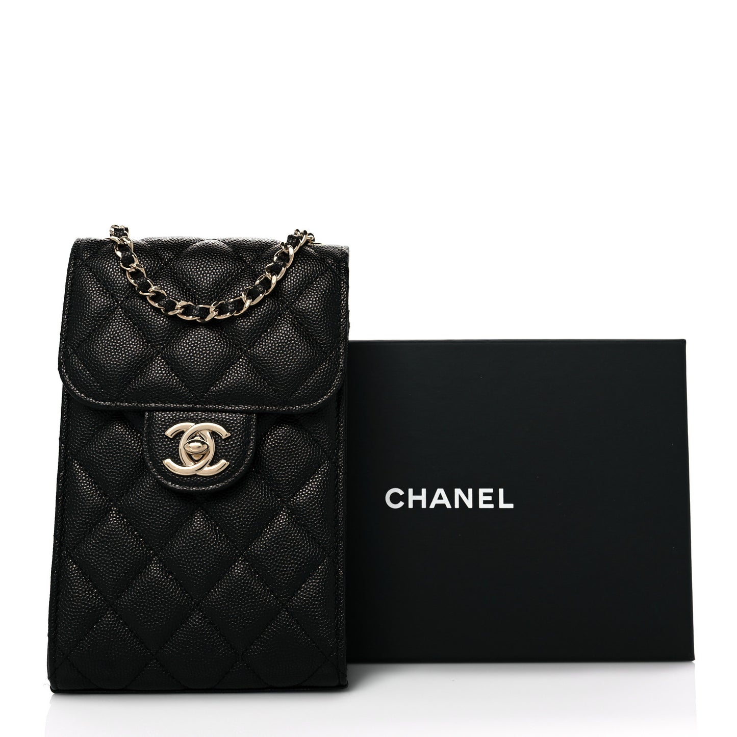 Caviar Quilted Classic Phone Holder Black