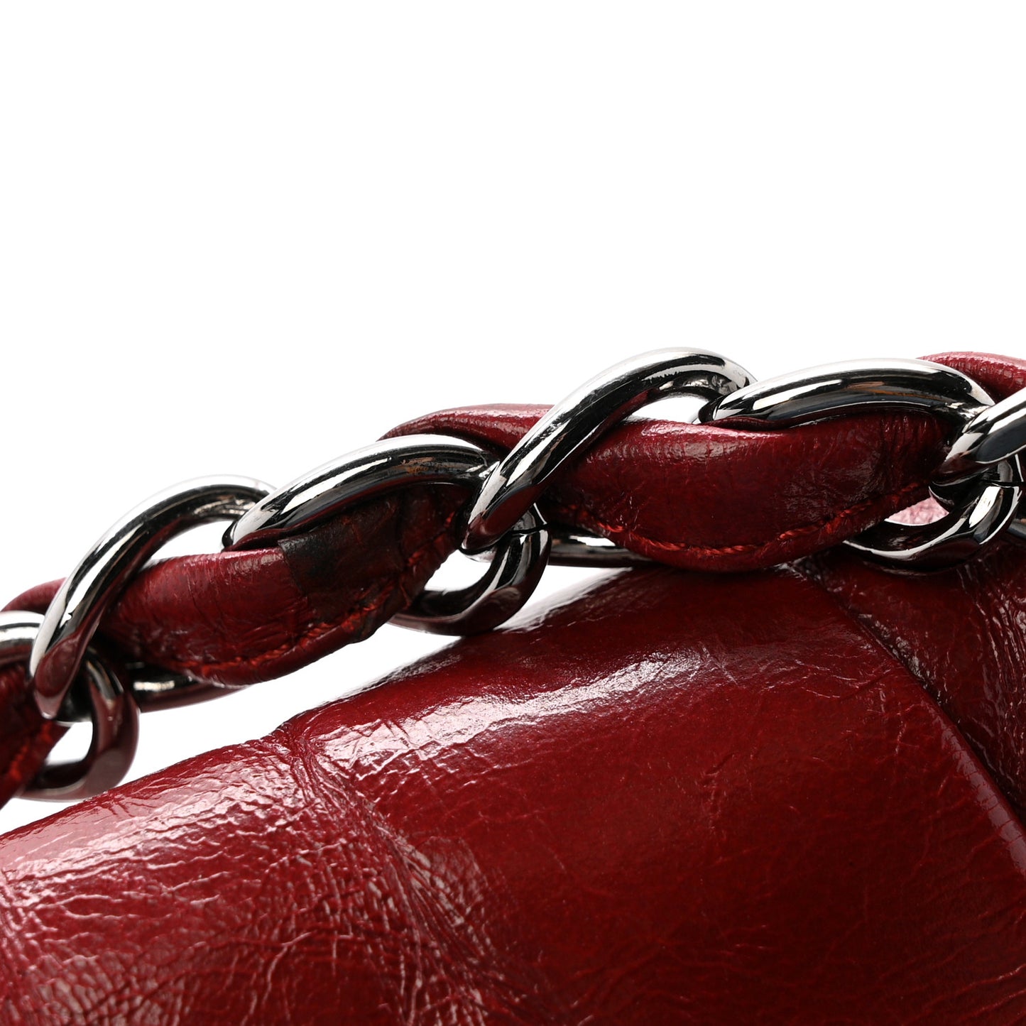 Glazed Calfskin Twisted Maxi Flap Red