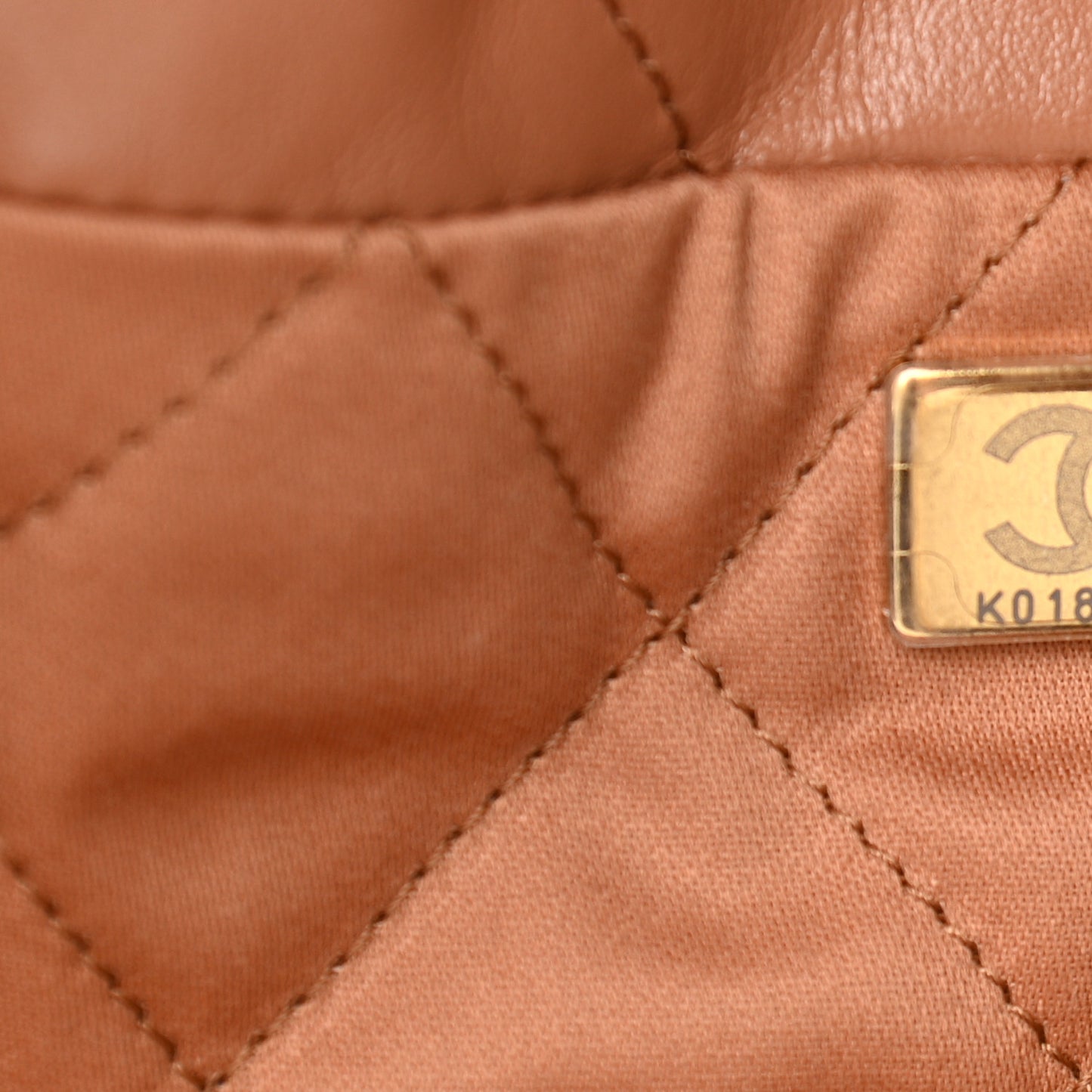 Shiny Calfskin Quilted Small Chanel 22 Camel