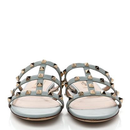 Valentino Garavani Nappa Rockstud Caged Flat Slide Sandals 36 Celadon 3 of 10