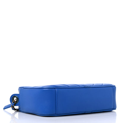 Chanel Lambskin Chevron Quilted Pyramid CC Camera Case Blue 4 of 13