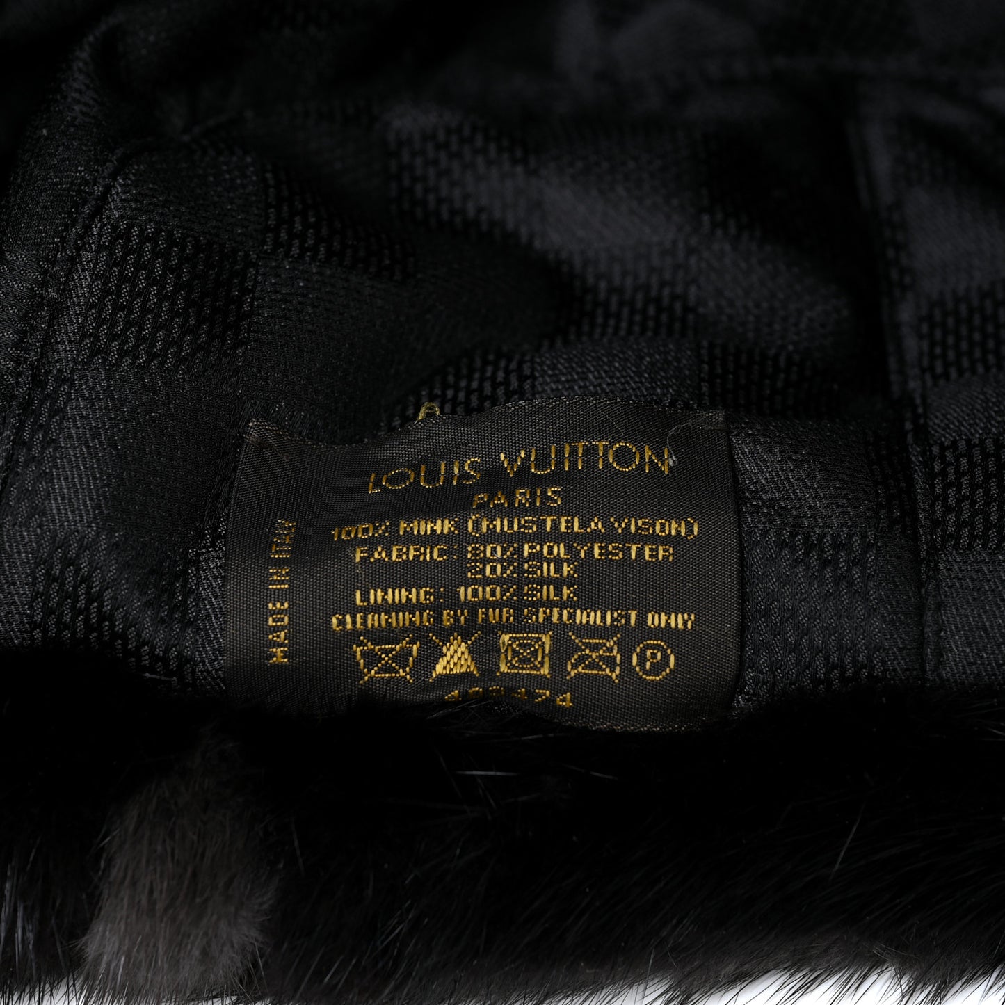 Polyester Silk Mink Fur Hat Black
