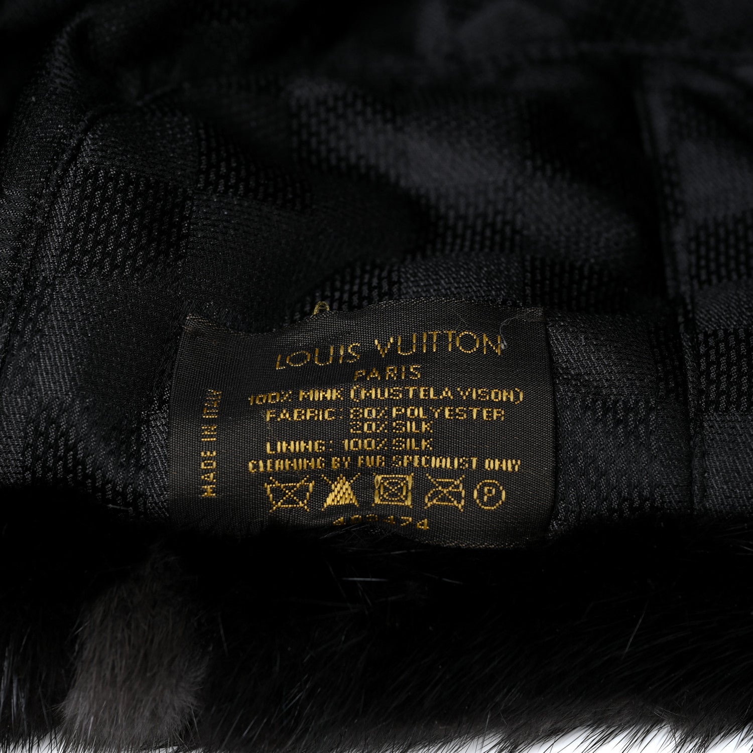 Louis Vuitton Polyester Silk Mink Fur Hat Black 5 of 5