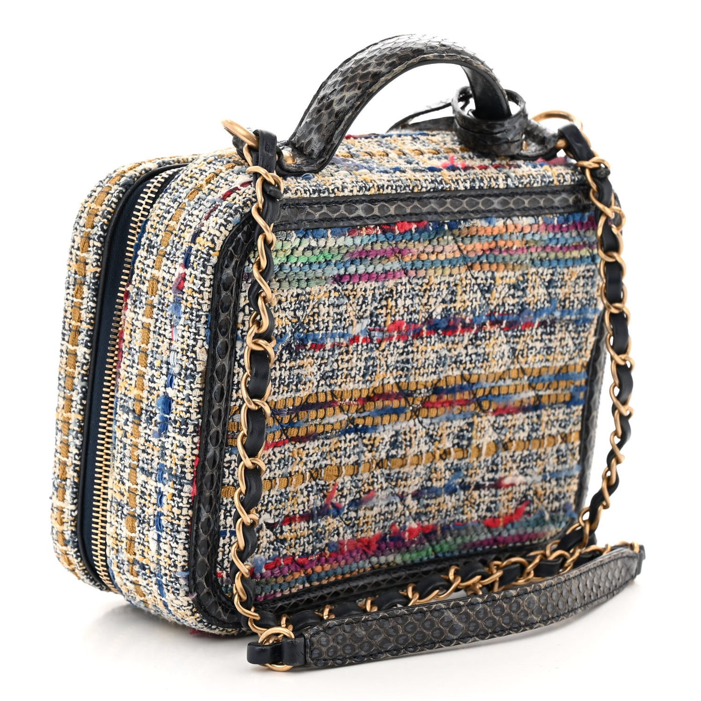 Tweed Snakeskin Quilted Medium CC Filigree Vanity Case Multicolor