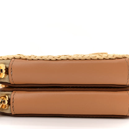 Prada Raffia Calfskin Crochet Logo Embroidered Mini Triangle Crossbody Pouch Naturale 9 of 10