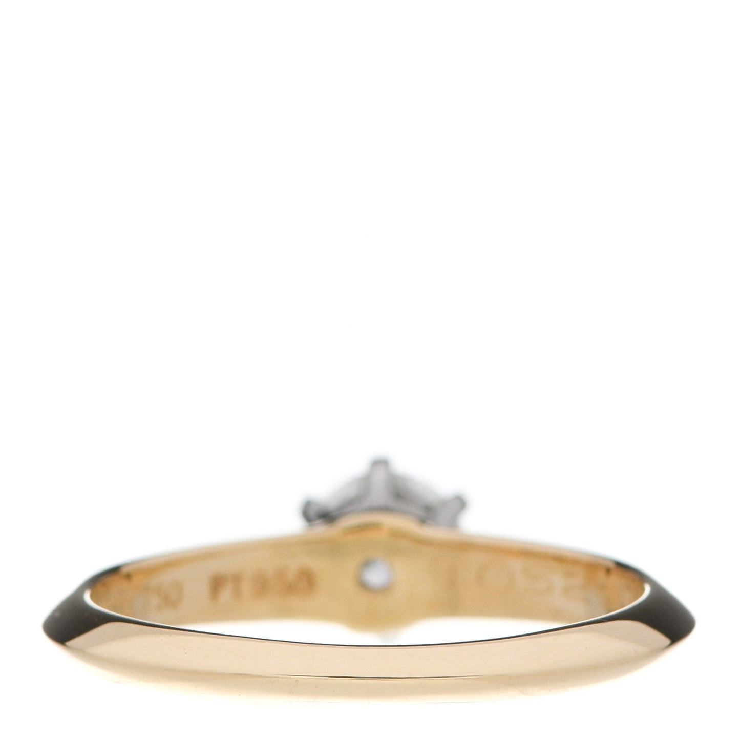 18K Yellow Gold Platinum Diamond .43ct Solitaire Engagement Ring 49 5