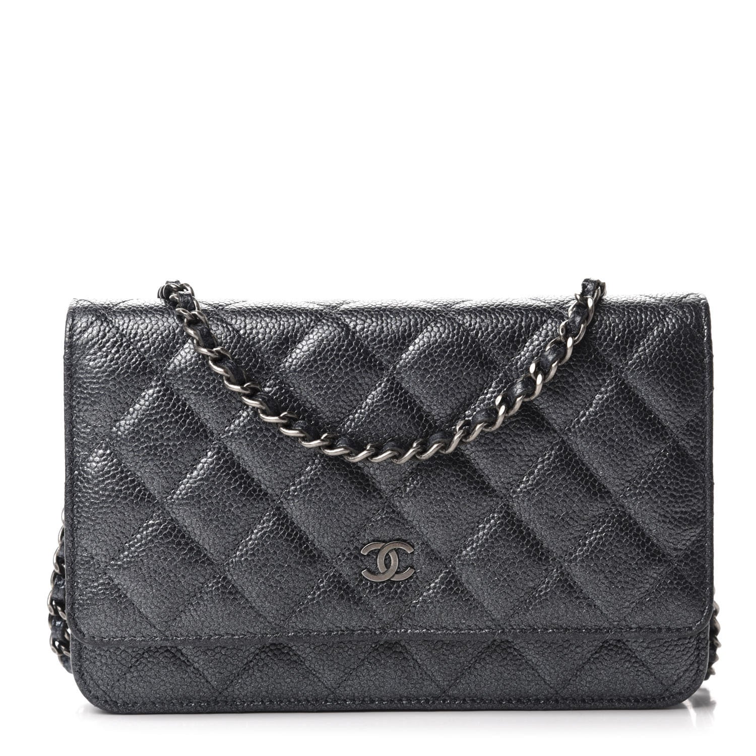 Chanel Iridescent Caviar Quilted Wallet On Chain WOC Black 1 of 12