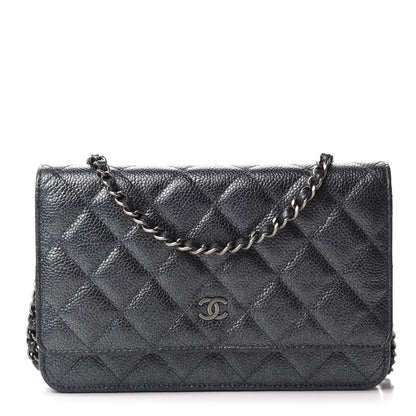 Chanel Iridescent Caviar Quilted Wallet On Chain WOC Black 1 of 12