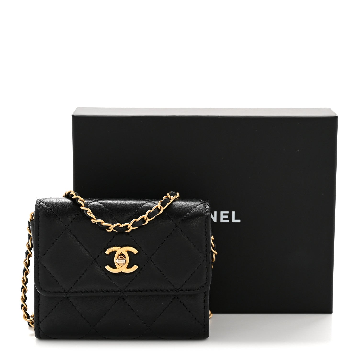 Chanel Lambskin Quilted Pearl Crush Clutch With Chain Black 14 of 14