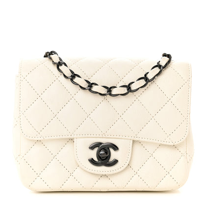 Chanel Crumpled Calfskin Quilted Mini Square Flap White 1 of 12