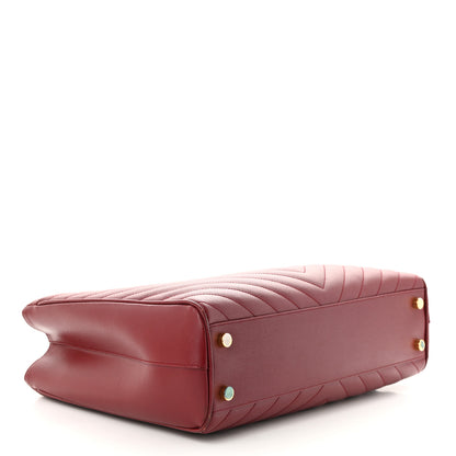 Saint Laurent Grain De Poudre Matelasse Chevron Monogram Shopping Bag Oxblood 4 of 14