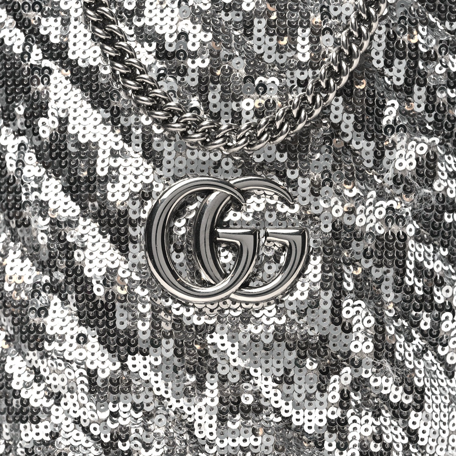 Gucci Sequin Mini GG Marmont 2.0 Bucket Bag Silver 8 of 10