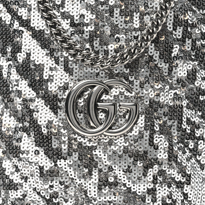 Gucci Sequin Mini GG Marmont 2.0 Bucket Bag Silver 8 of 10