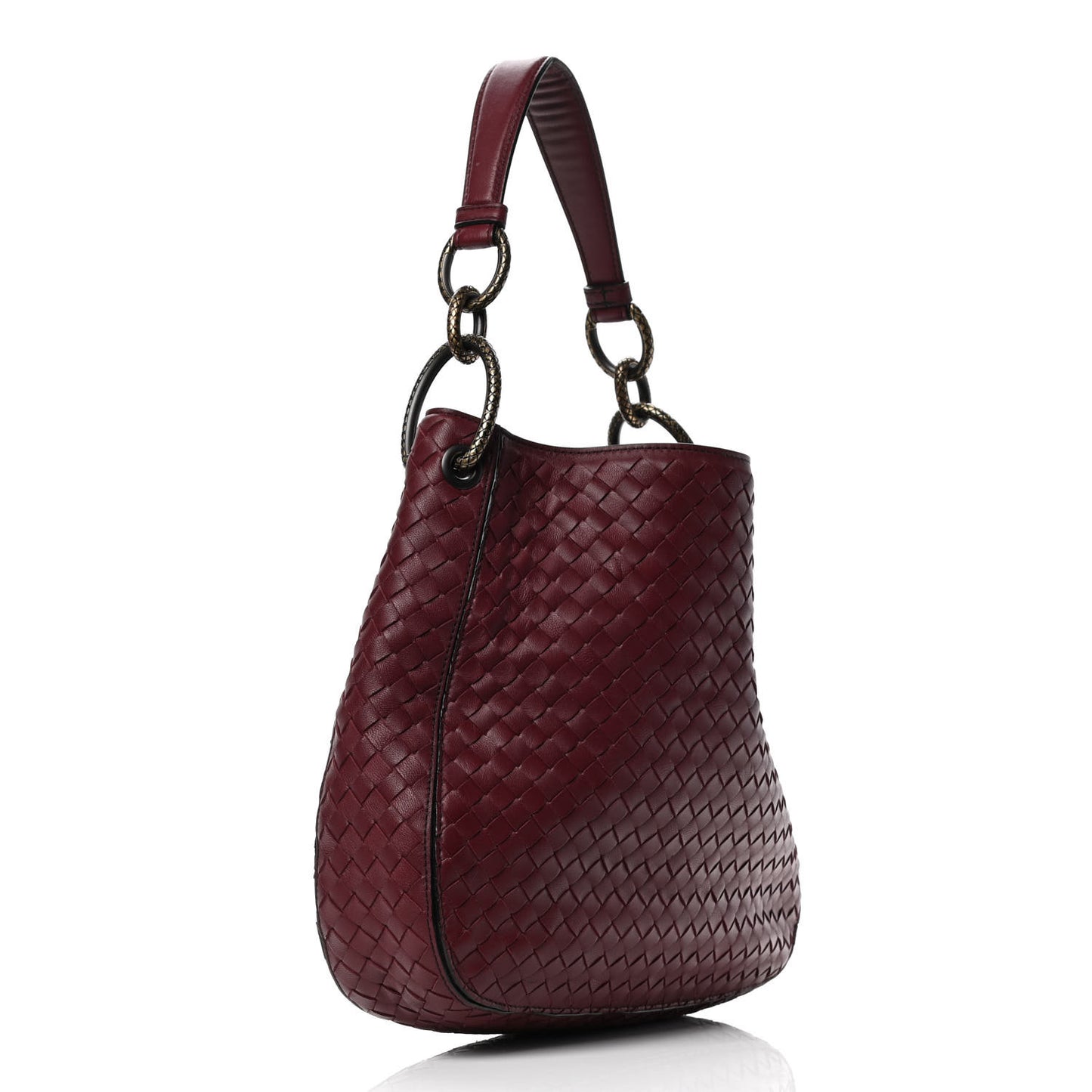 Nappa Intrecciato Medium Loop Dark Red