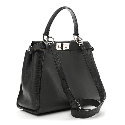 Fendi Cuoio Romano Selleria Bi-Color Medium Peekaboo Iconic Satchel Asphalt Milk 3 of 11