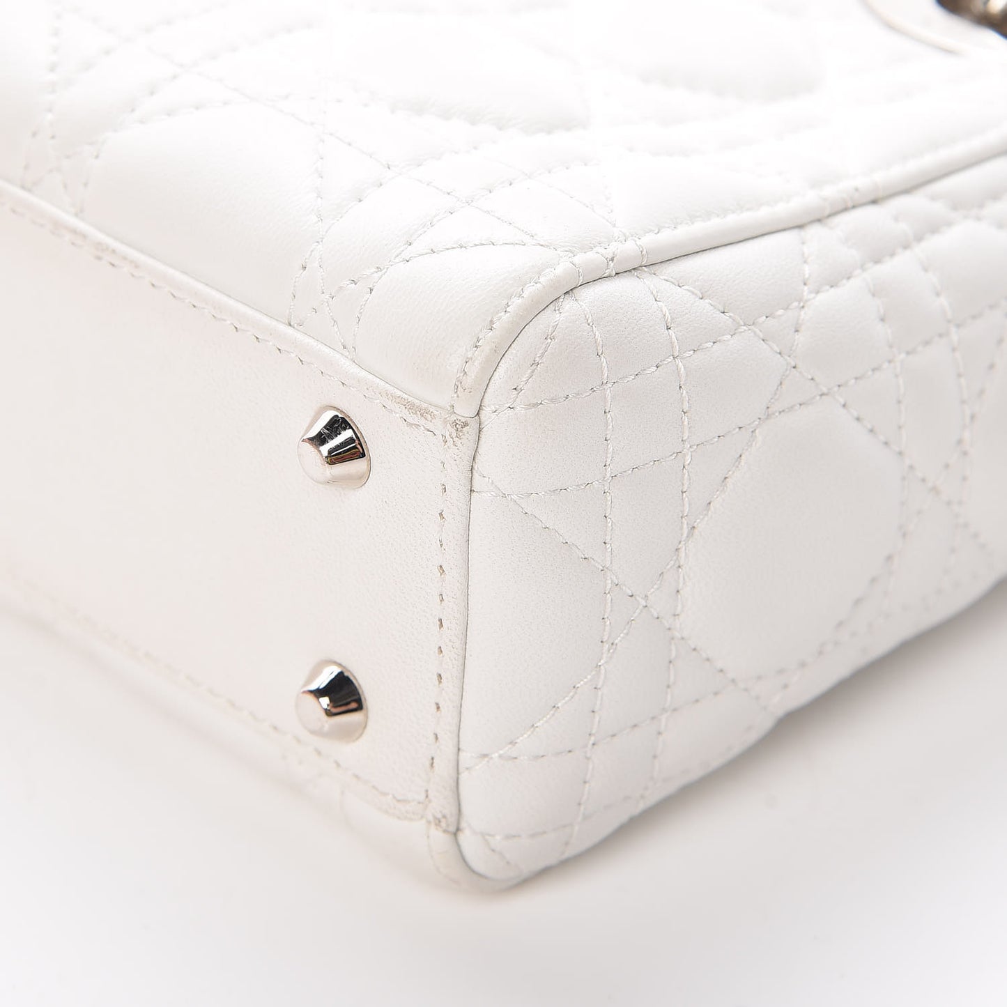 Lambskin Cannage Mini Lady Dior White