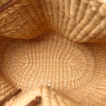 Loewe Calfskin Raffia Paulas Ibiza Small Shell Basket Tote Bag Natural Tan 8 of 17