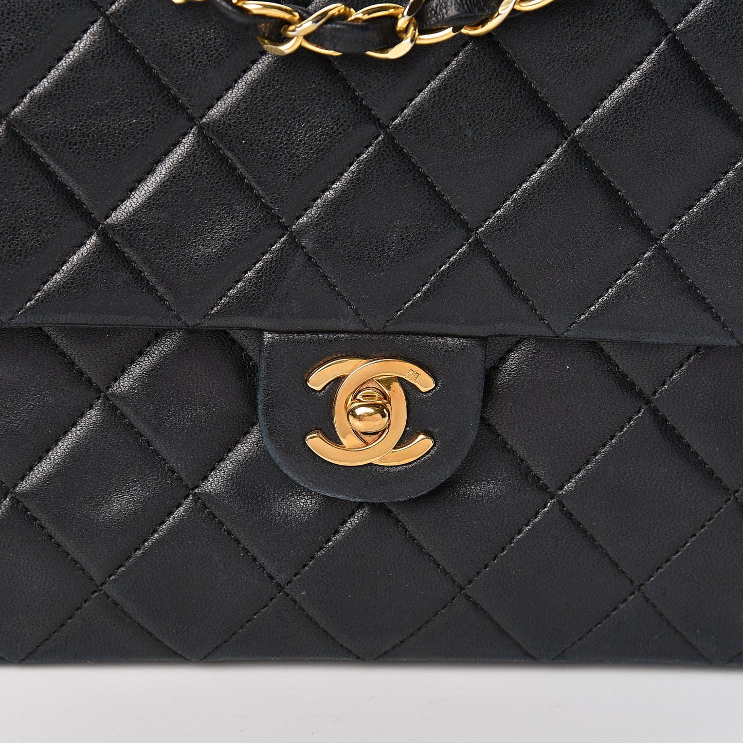 Lambskin Quilted Mini Square Flap Black