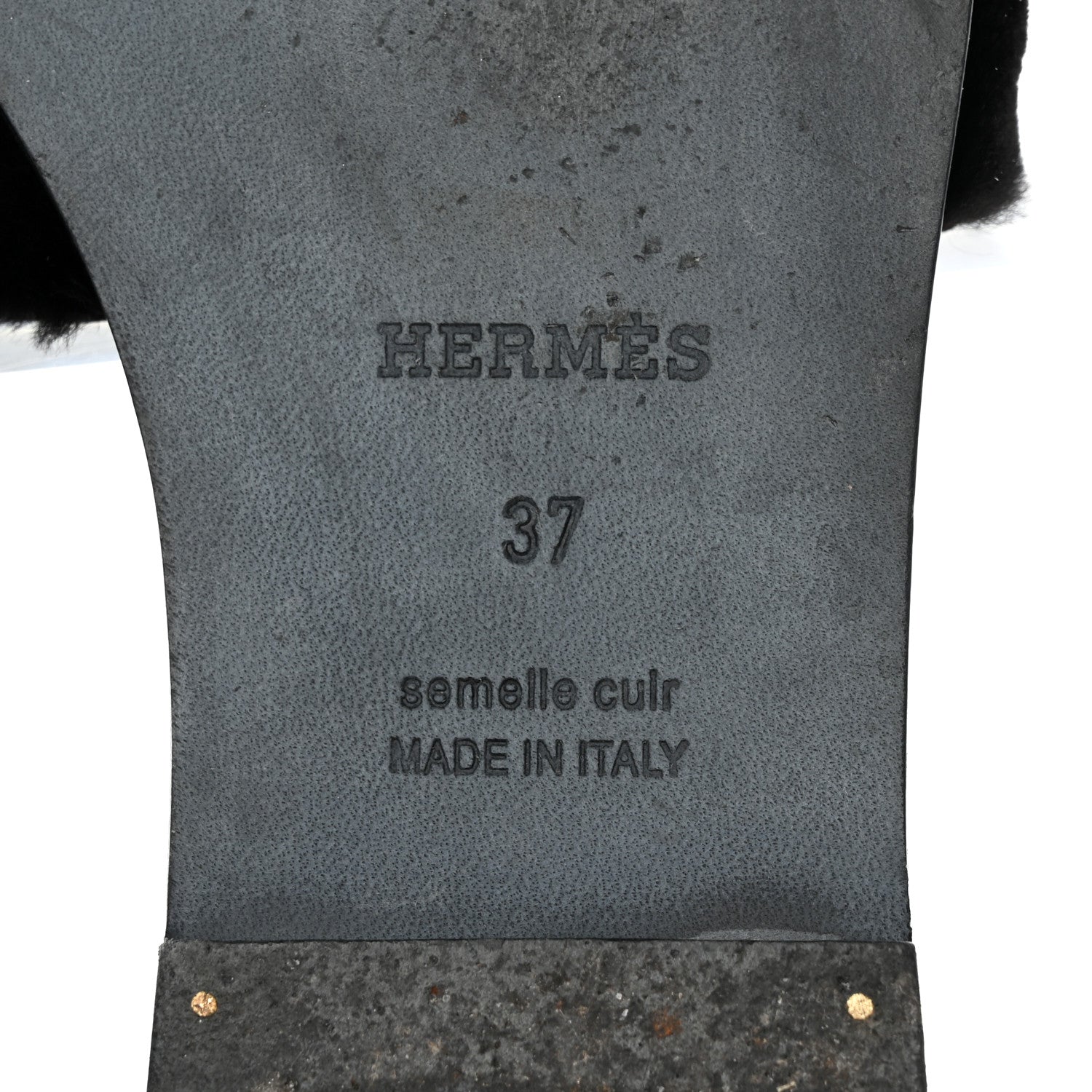 Hermes Mink Fur Oran Sandals 37 Black 6 of 14