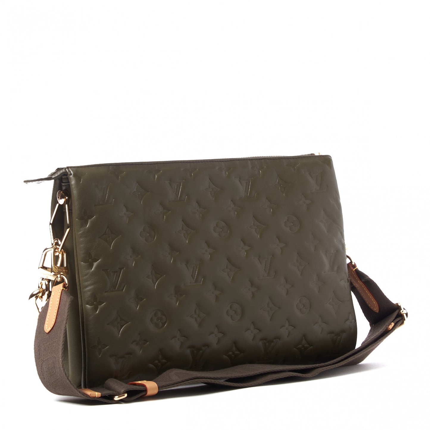Lambskin Embossed Monogram Coussin MM Khaki