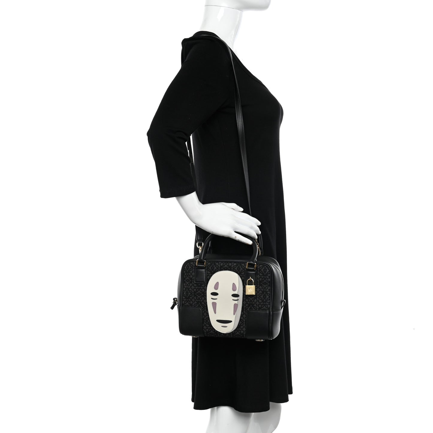 X SPIRITED AWAY Jacquard Calfskin No Face Amazona 19 Anthracite