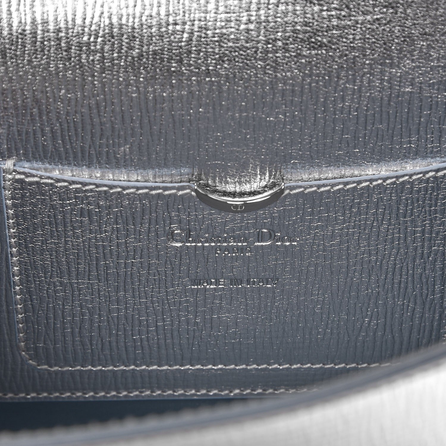 Christian Dior Metallic Grained Calfskin Diorever Clutch Silver 7 of 7