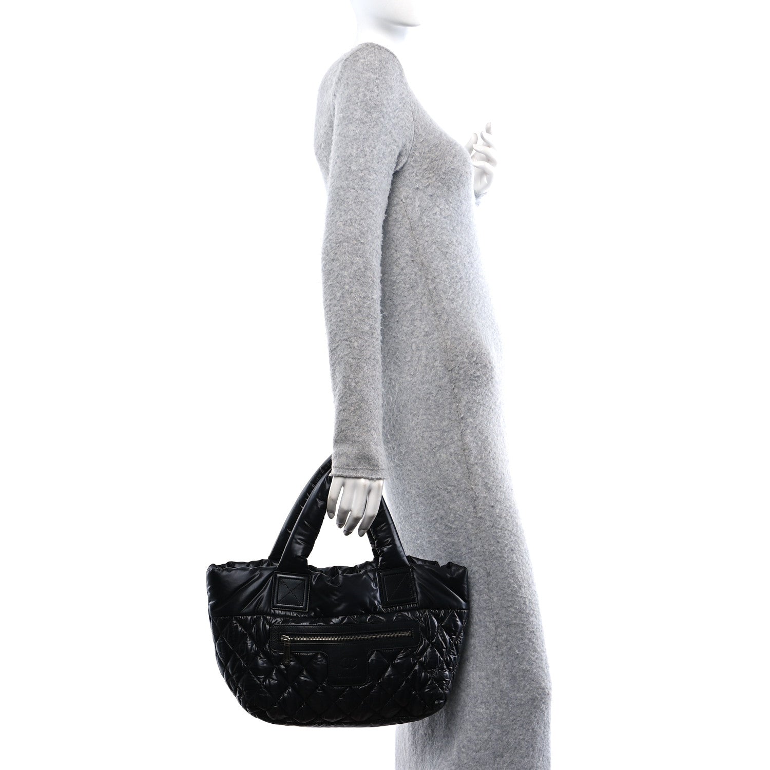 Chanel Nylon Quilted Small Coco Cocoon Tote Black 2 of 10