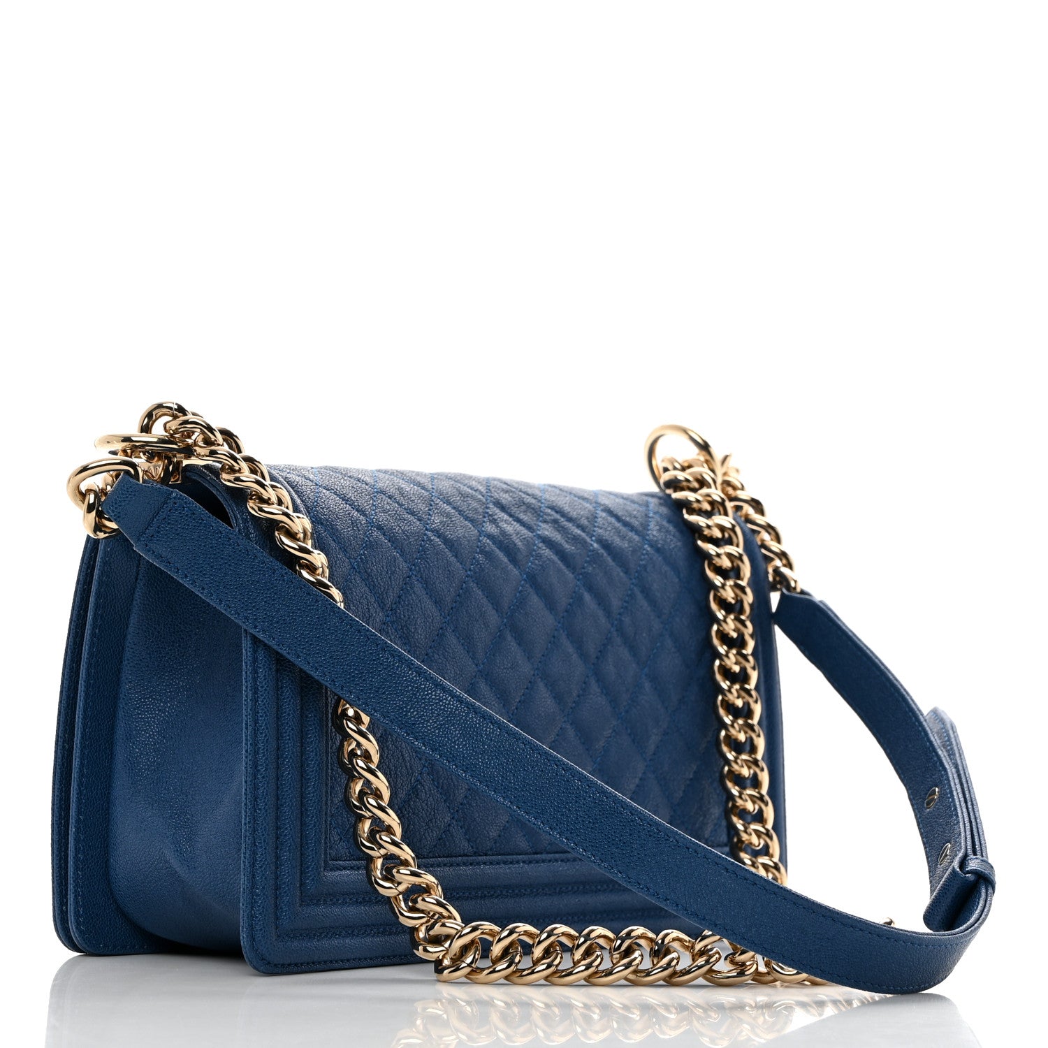 Chanel Caviar Quilted Medium Boy Flap Blue 2 of 10