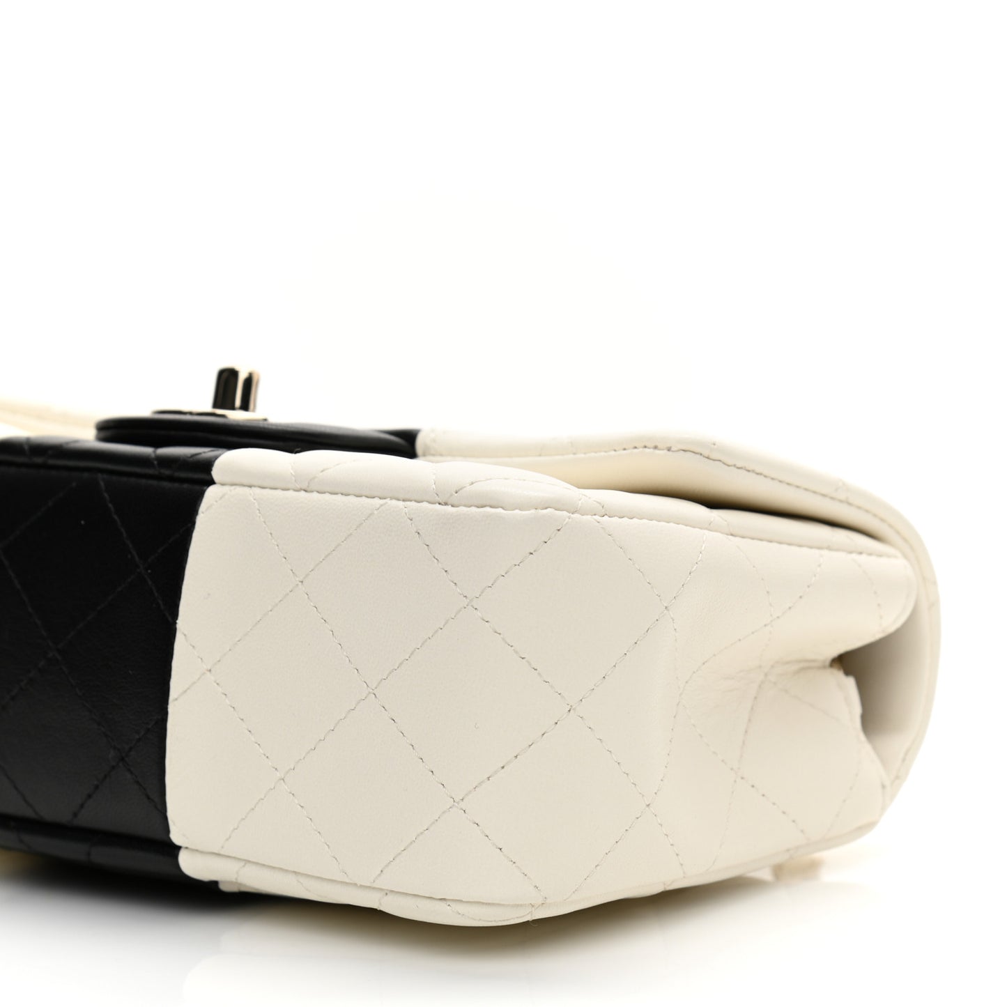 Lambskin Quilted Mini Rectangular Flap White Black