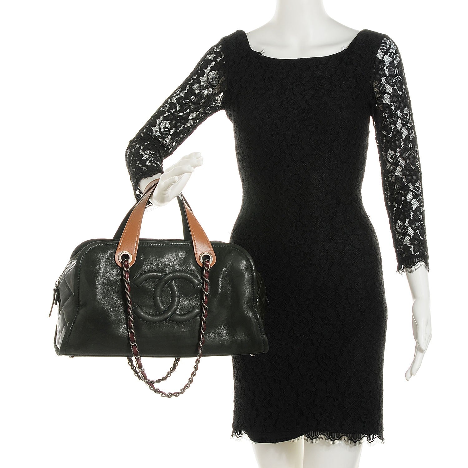 Chanel Iridescent Calfskin In The Mix Bowler Green 2 of 7