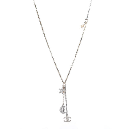 Chanel Crystal Pearl CC Moon Star Drop Necklace Gold 1 of 5