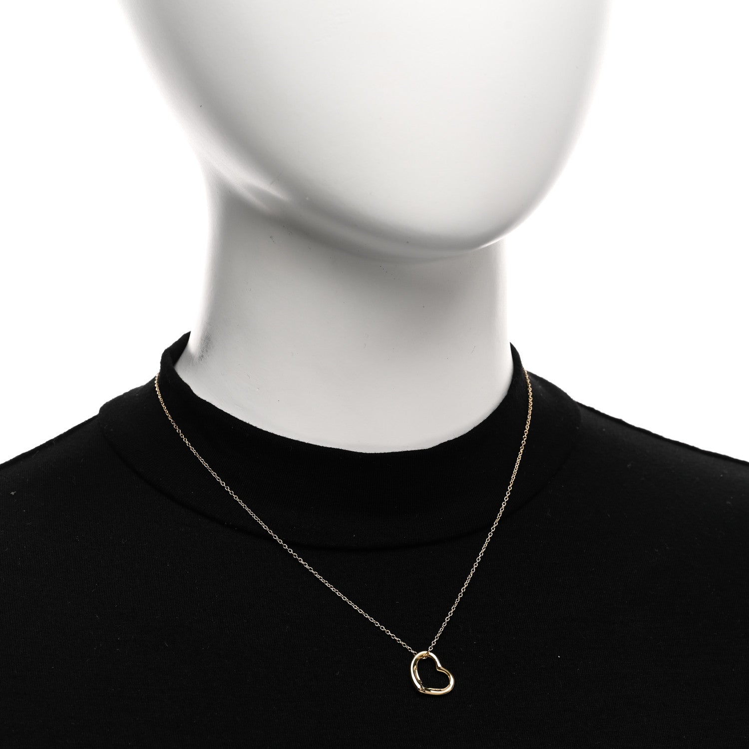 Tiffany 18K Yellow Gold 14mm Elsa Peretti Open Heart Pendant Necklace 2 of 5