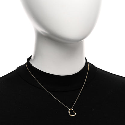 Tiffany 18K Yellow Gold 14mm Elsa Peretti Open Heart Pendant Necklace 2 of 5