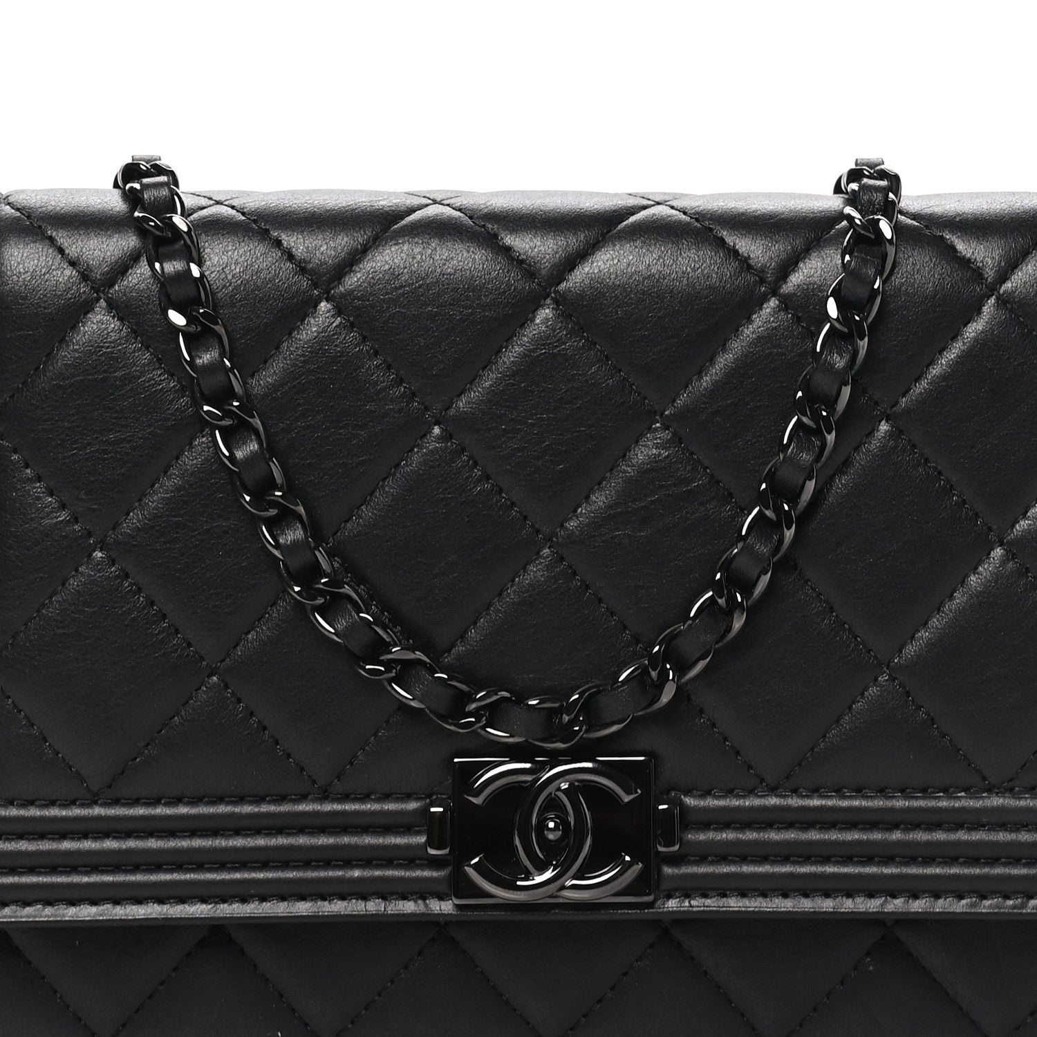 Chanel Lambskin Quilted Boy Wallet On Chain WOC So Black 8 of 10