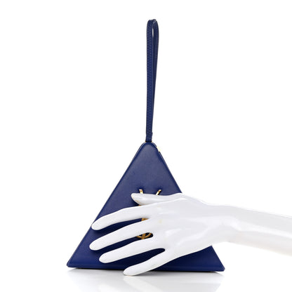 Saint Laurent Lambskin Pyramid Clutch Blue 2 of 10